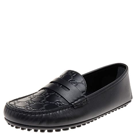 gucci black guccissima leather penny loafers|Gucci fringe loafer.